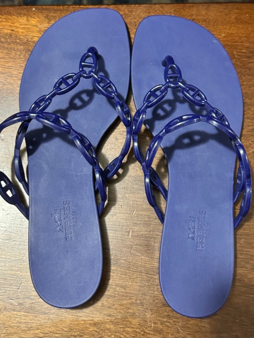 Hermes Purple Chain-Link Thong Sandals